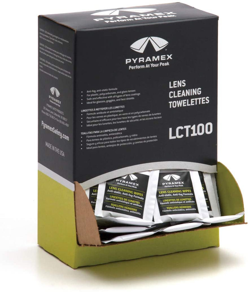 Lens Cleaning Towelettes - Pyramex Anti-Fog & Anti-Static (Box of 100) LCT100 - Hansler.com