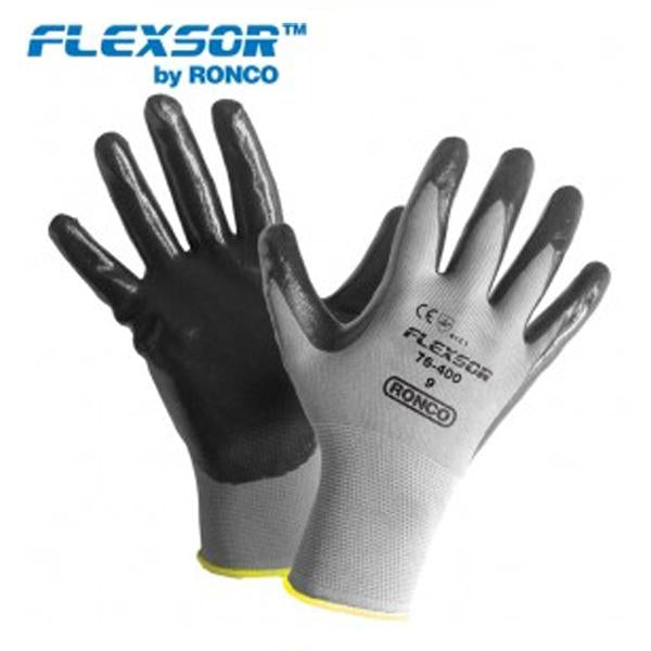 Glove - General Purpose - Ronco Flexsor Nitrile Palm Coated Nylon, (12 Pairs), 76-400 - Hansler.com