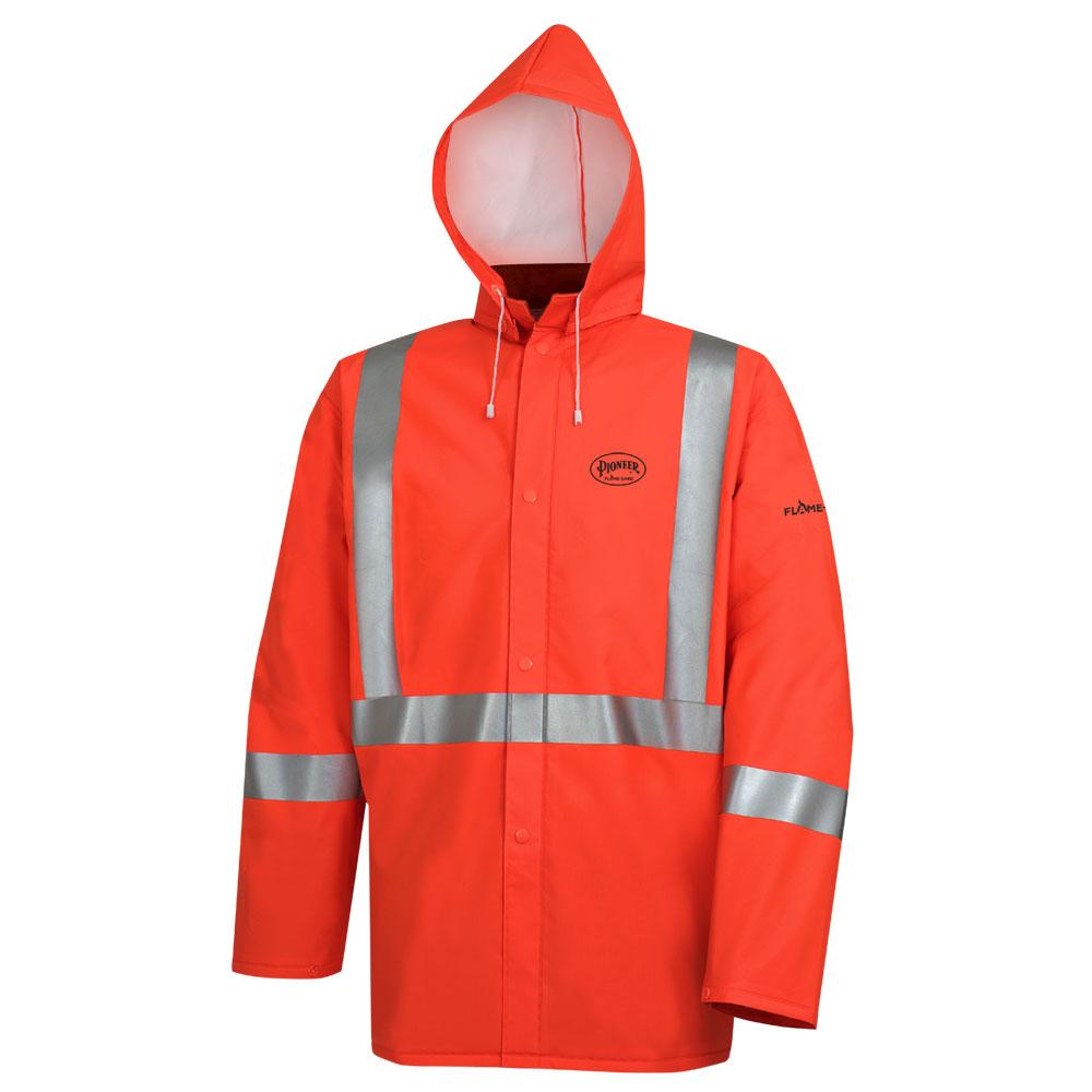 Rain Coat Pioneer HiViz Orange PVC/Polyester FR Rain Jacket, 576J
