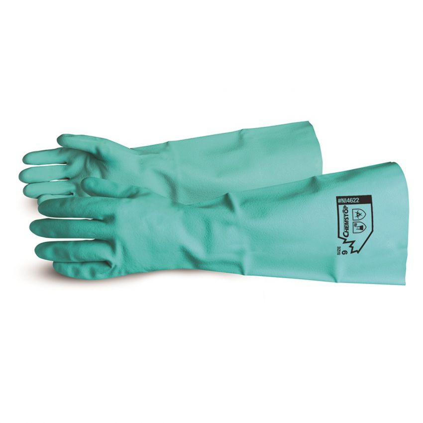 Glove - Chemical Resistant - Superior Glove Chemstop™ Green 19" Unsupported Nitrile NI4622 - Hansler.com