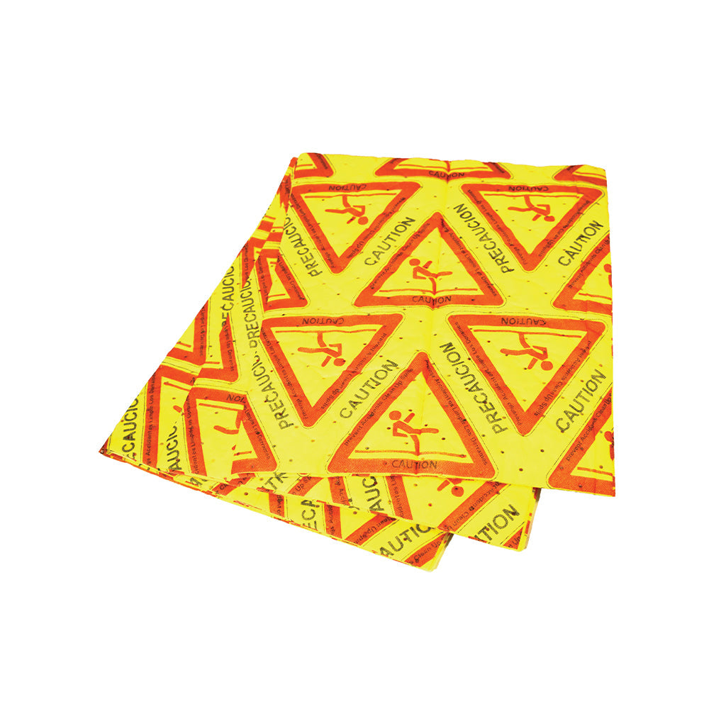 caution symbol red and yellow absorbant white heavy textile fabric, 15 Inch X 18 Inch Hi-Vis Universal Caution Pads Heavy Duty, Package, 5 Pack, SAFETY, ABSORBANT PADS & SOCKS, 7525,7526