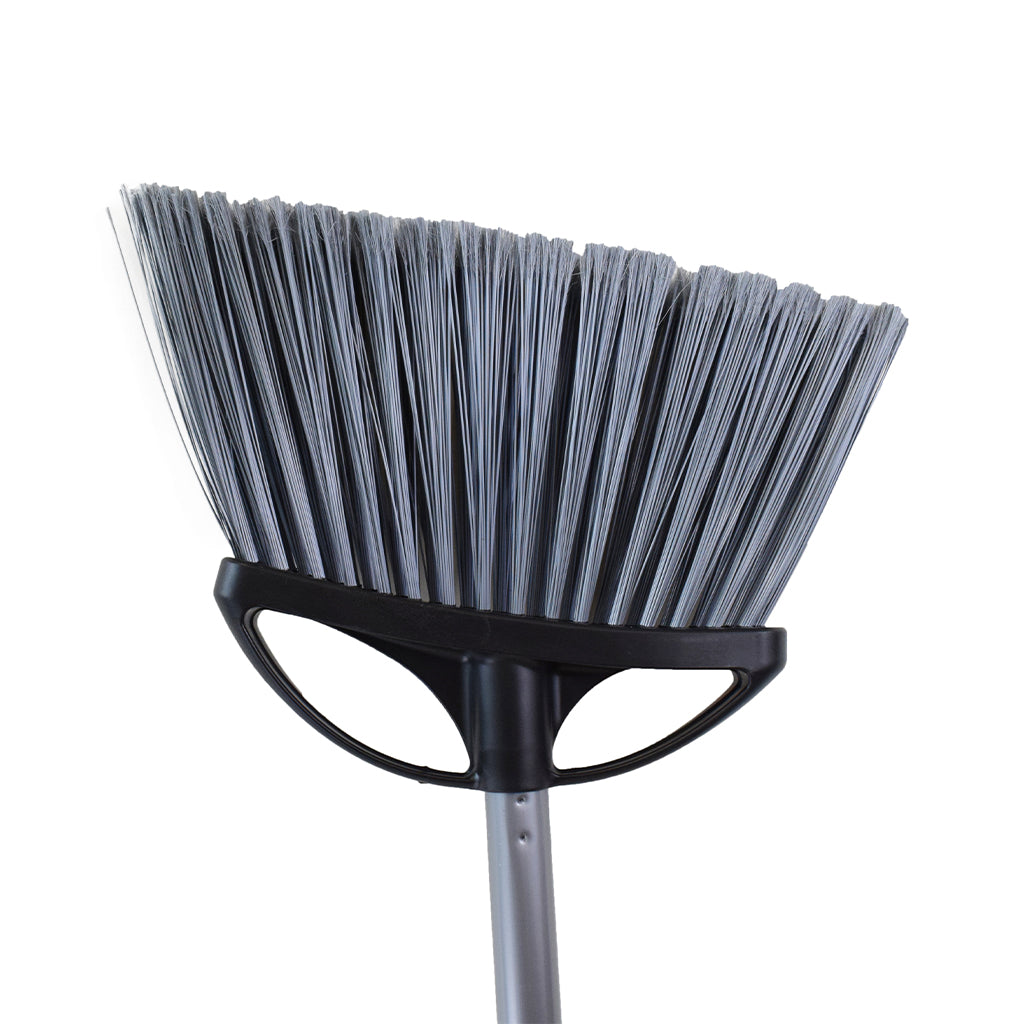 angled brush head with black brissels and metal handle, Angle Broom Wtih 48 Inch Metal Handle, SIZE, Large 12 Inch, FLOOR CLEANING, ANGLE BROOMS, Best Seller, 4011