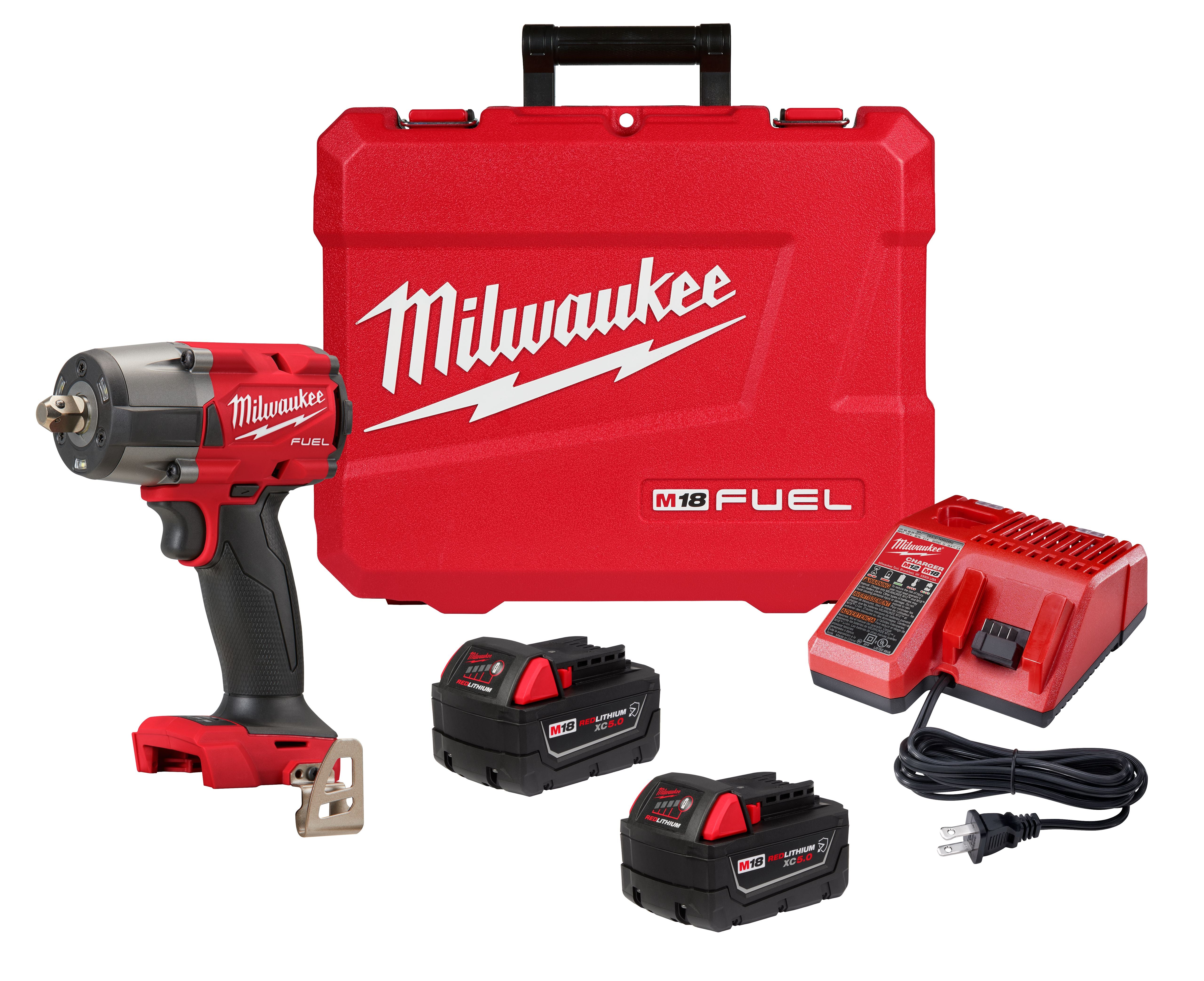 Impact Wrench - Milwaukee M18 FUEL™ 1/2  Mid-Torque Impact Wrench w/ Pin  Detent Kit, 2962P-22R