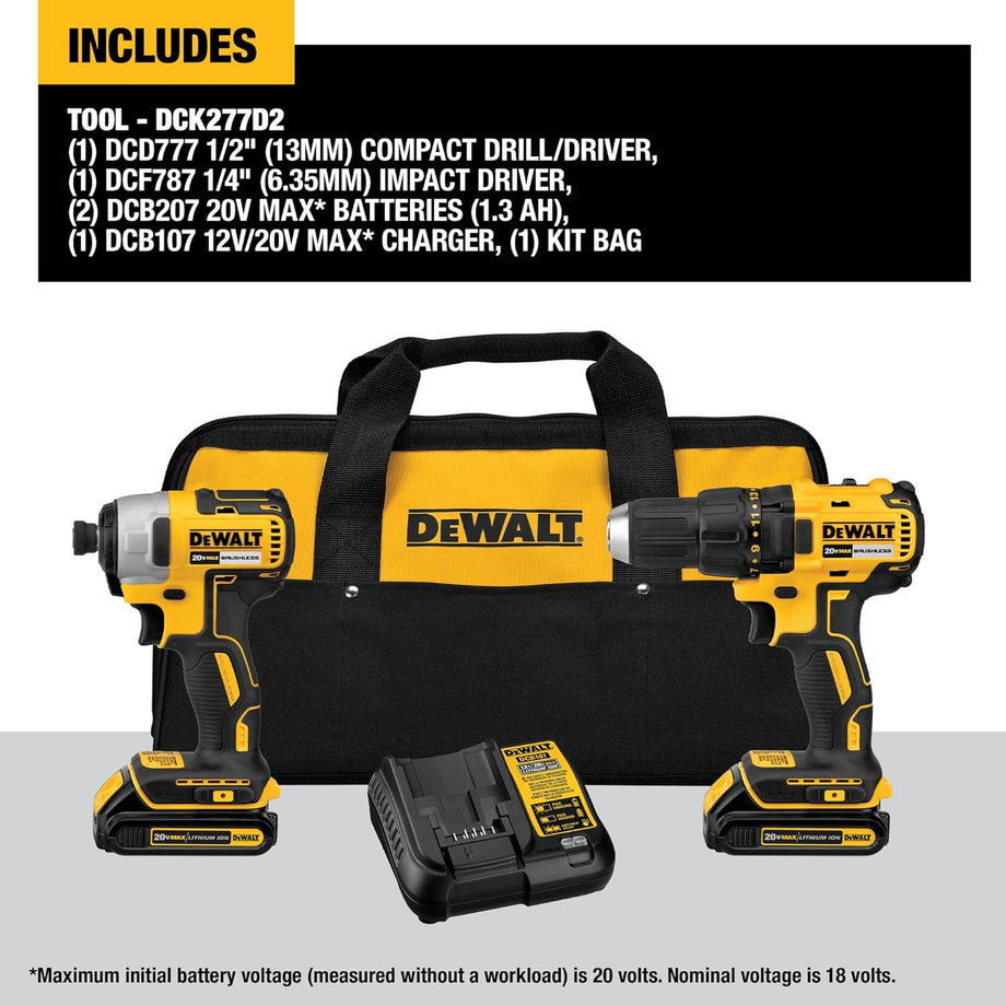 Cordless Compact Drill/Driver - DeWALT® 20V MAX* XR® Brushless