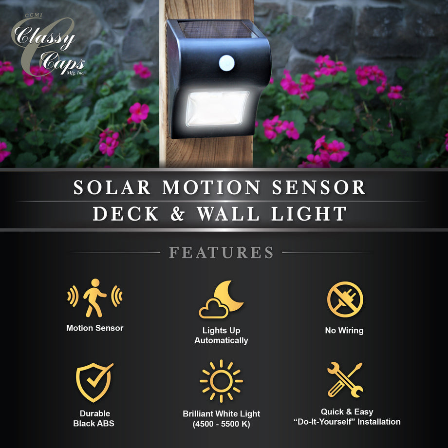 Classy Caps SL133 Solar Motion Sensor Deck & Wall Light, White...