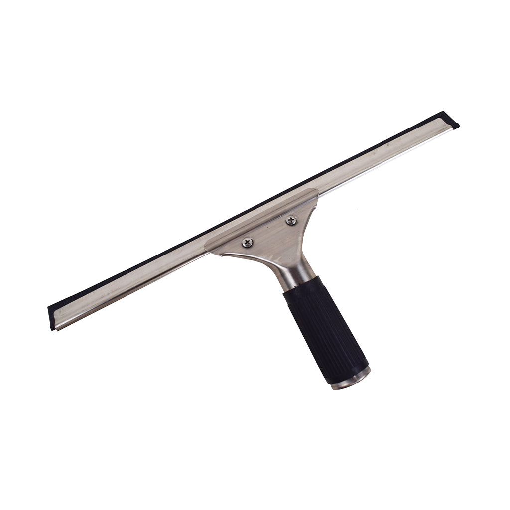 handheld silver handle with black hand grip, Stainless Steel Squeegee Complete With Channel And Rubber, SIZE, 10 Inch, GENERAL CLEANING, WINDOW CARE, 4430, 4431,4432