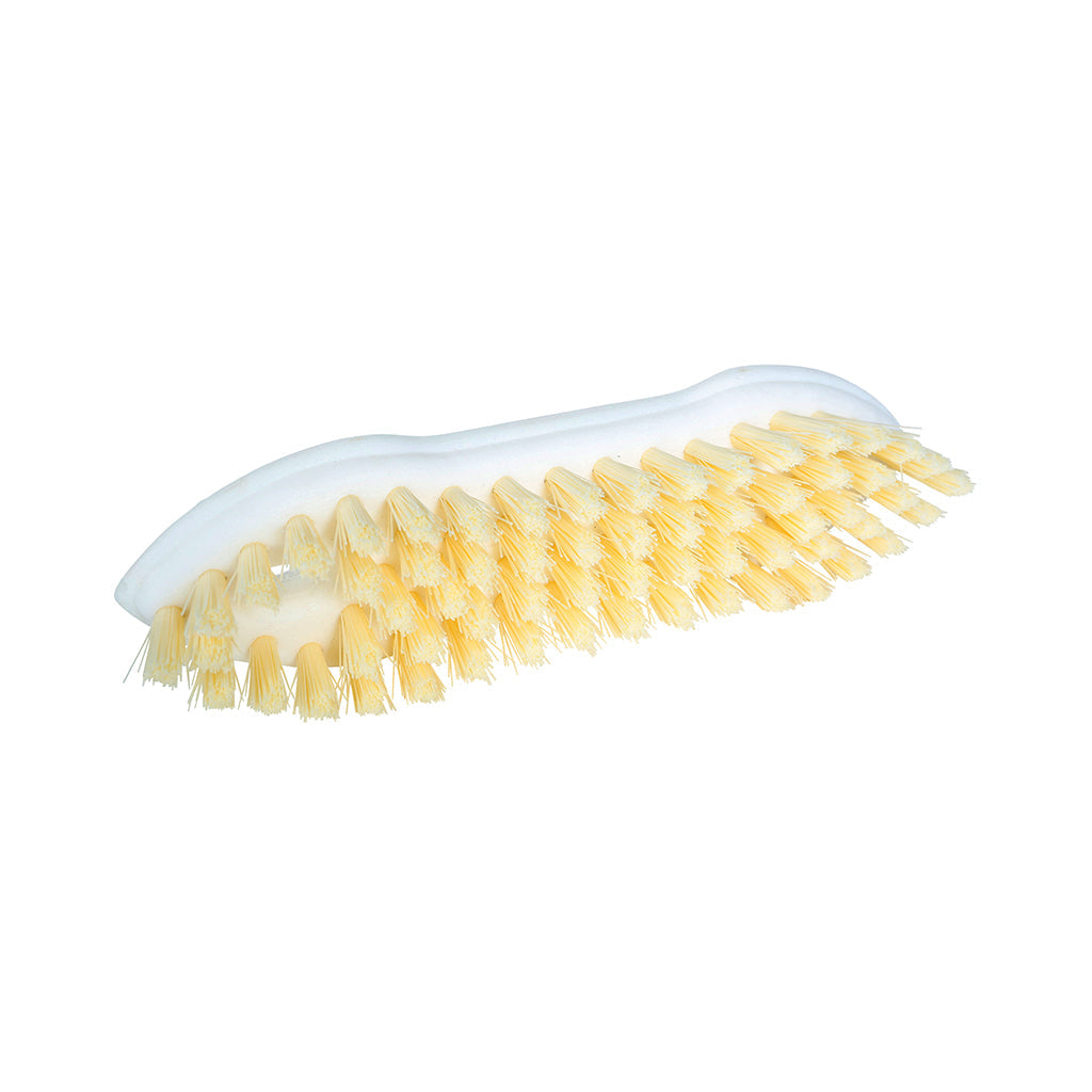 white brush head with yellow brissels, 9 Inch Pointed Poly Bristle Scrub Brush, GENERAL CLEANING, BRUSHES, 3620