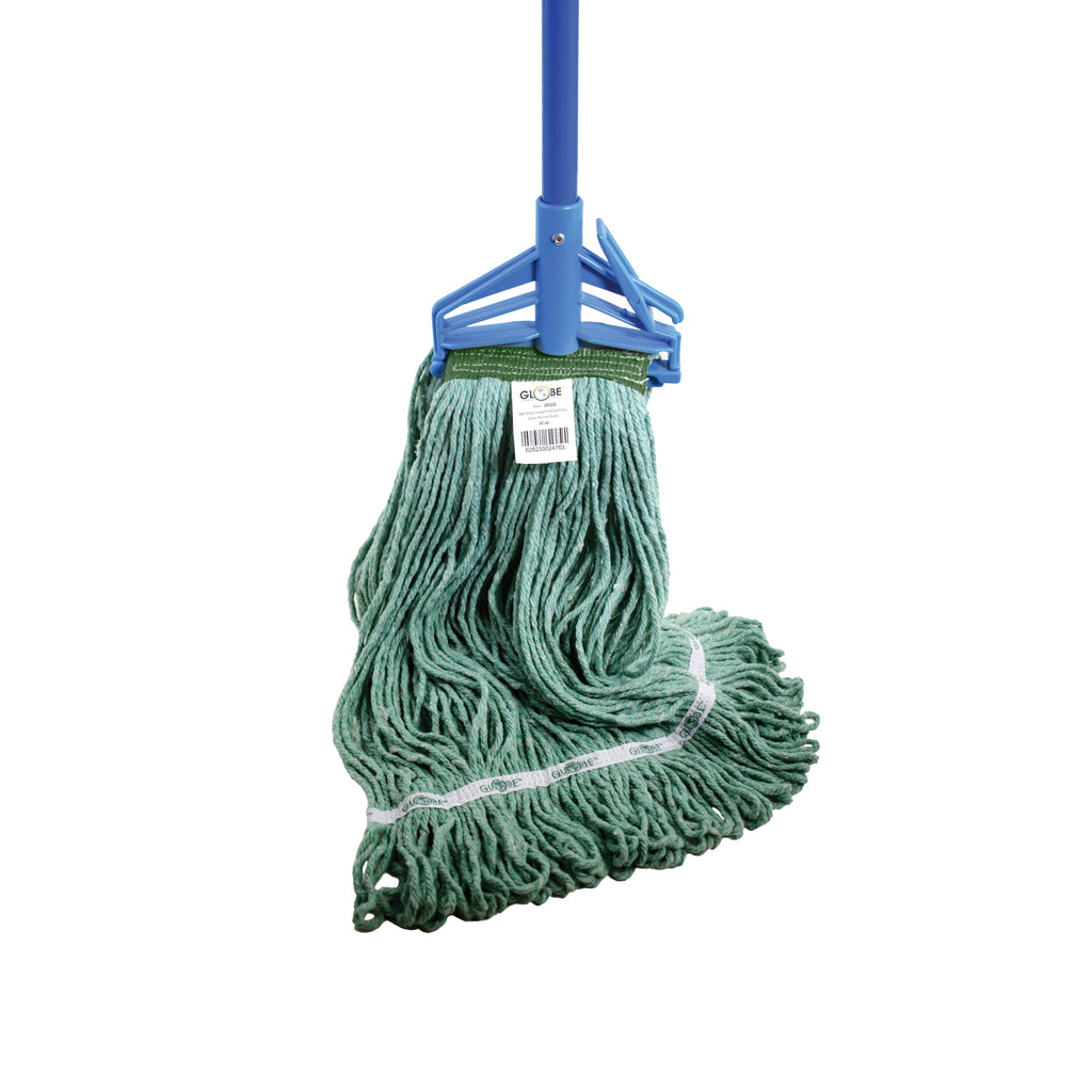 mop synthetic green looped thread strands with quick release handle, Syn-Pro® Synthetic Narrow Band Wet Green Looped End Mop, SIZE, 32 Oz, FLOOR CLEANING, WET MOPS, 3832G