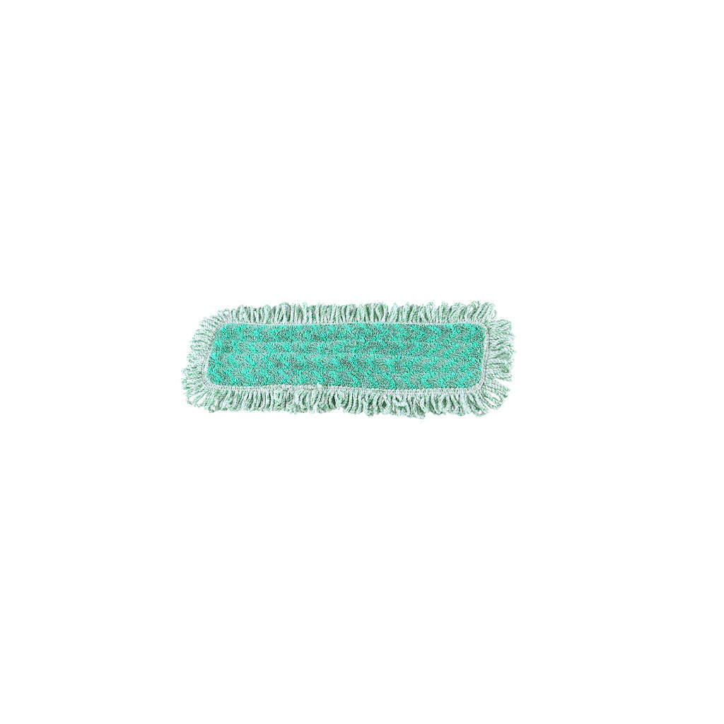 green mop pad with white and green twist fringe strands and dark green binding 12inch, Green Microfiber Dry Pad With Fringe, SIZE, 18 Inch, MICROFIBER, FLOOR PADS, 3320