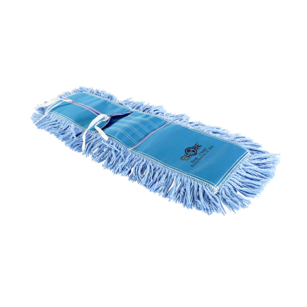 blue static cling dust mop close up back view 24inch x 5inch tie-on, Pro-Stat® Blue Tie-On Dust Mop Head, SIZE, 24 Inch X 5 Inch, FLOOR CLEANING, DUST MOPS, 3101