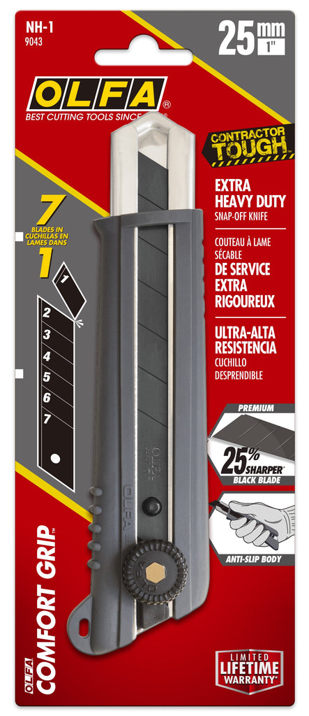 Utility Knife - OLFA 25mm NH-1 Rubber Grip Ratchet-Lock Utility Knife 9043 - Hansler Smith