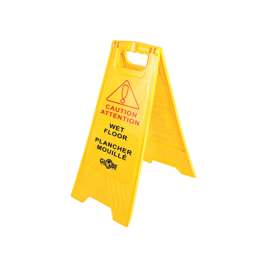 yellow standing foldable cone floor, Wet Floor Sign English-French, SAFETY, SIGNS, Best Seller, 7112