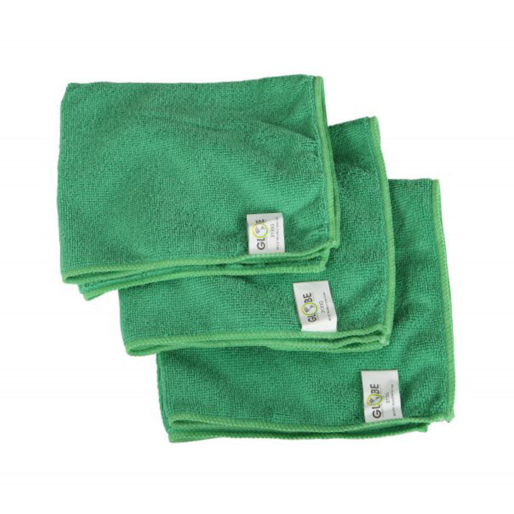 green 3 stack of cleaning cloths, 16 Inch X 16 Inch 240 Gsm Microfiber Cloths, COLOR, Green, Package, 20 Packs of 10, MICROFIBER, CLOTHS, Best Seller, COVID ESSENTIALS, 3130G