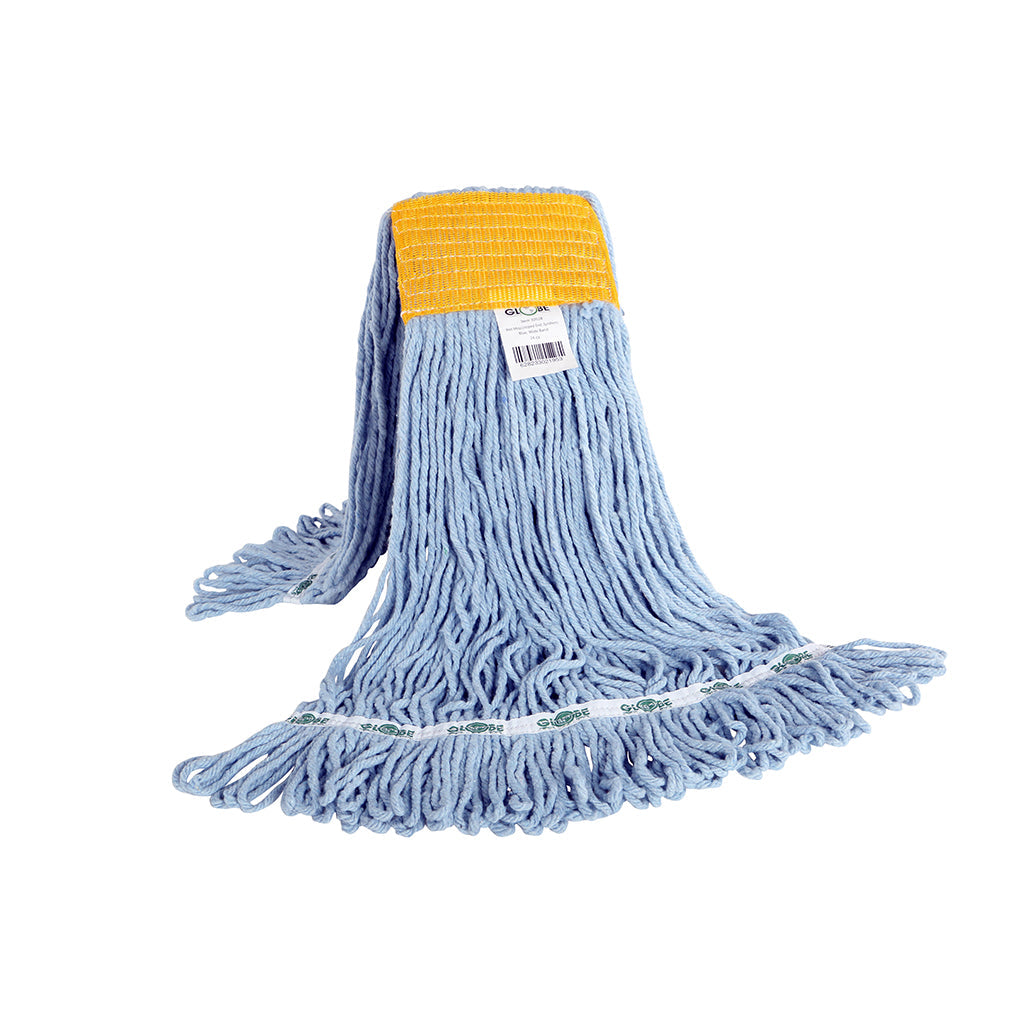 mop synthetic blue looped thread strands 24 oz, Syn-Pro® Synthetic 5 Inch Wide Band Wet Blue Looped End Mop, SIZE, 24 Oz, FLOOR CLEANING, WET MOPS, 3052B