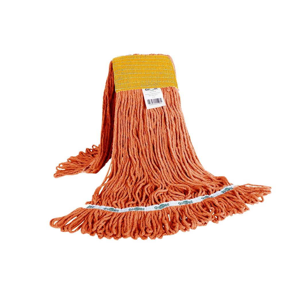 mop synthetic blue looped thread strands 32 oz, Syn-Pro® Synthetic 5 Inch Wide Band Wet Orange Looped End Mop, SIZE, 24 Oz, FLOOR CLEANING, WET MOPS, NEW, 3052O