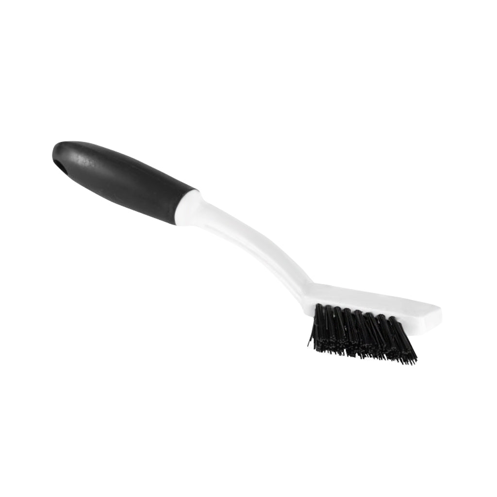 white handle with black brissels with black handle grip, 9 Inch Soft Grip Tile & Grout Brush, GENERAL CLEANING, BRUSHES, 4023