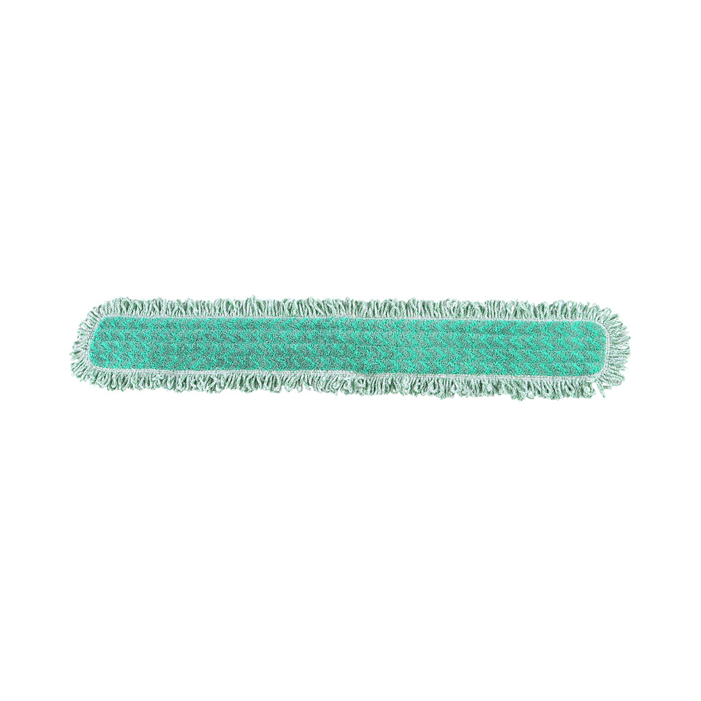 green mop pad with white and green twist fringe strands and dark green binding 48inch, Green Microfiber Dry Pad With Fringe, SIZE, 60 Inch, MICROFIBER, FLOOR PADS, 3360
