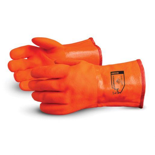Glove - Chemical Resistant - Superior Glove North Sea Premium PVC Rough Grip Triple Foam Lining Gauntlet Cuff 12 In NS330 - Hansler.com
