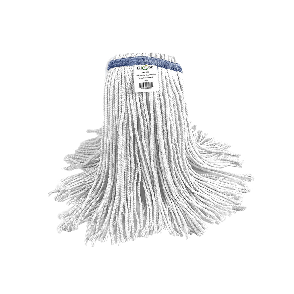 mop with synthetic thread strands 16oz, Syn-Pro® Synthetic Narrow Band Wet White Cut End Mop, SIZE, 16 Oz, FLOOR CLEANING, WET MOPS, Best Seller, 3086