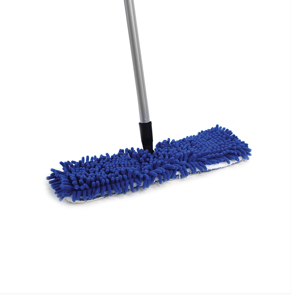 blue top view mop with metal handle, Microfiber 18 Inch Flat Finish Mop, MICROFIBER, FLOOR PADS, 3366