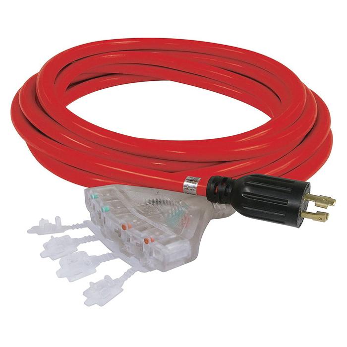 Generator Extension Cord - King Canada Power Force 25 ft Cord with Quad Tap K-L1430-25-4T - Hansler.com