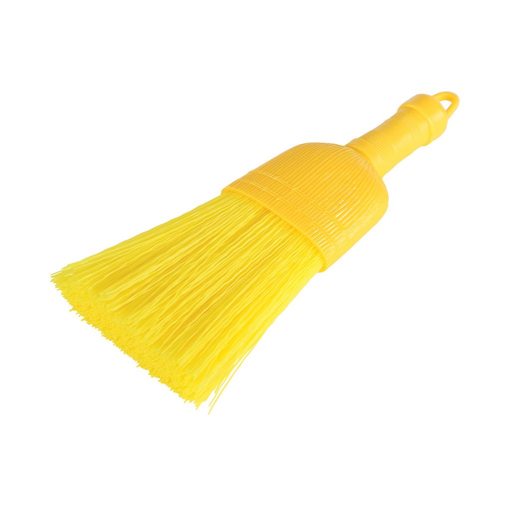 yellow handle brush with yellow brissels, 14 Inch Poly Whisk, FLOOR CLEANING, CORN BROOMS, 3623