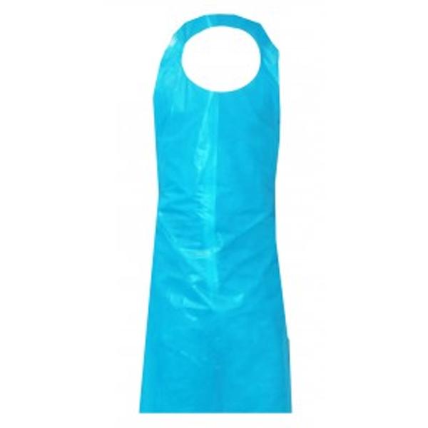 Apron - Ronco CoverMe Single Use Disposable Blue Polyethylene 28X46 1.5 mil White or Blue (Box of 100) 31-524 / 31-124 - Hansler.com