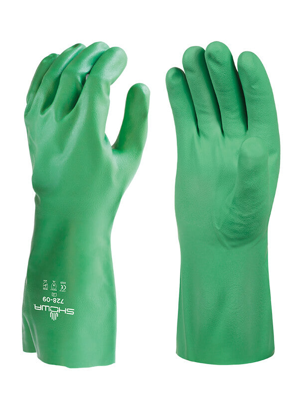 Glove - Chemical Resistant - Showa 728 Unlined 100% Biodegradable Nitrile Long - Hansler.com