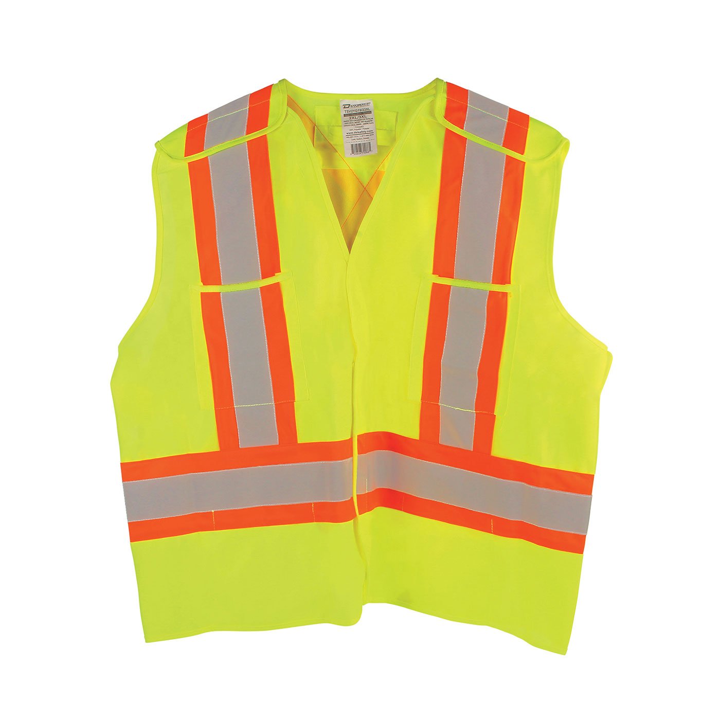 Safety Vest - Dynamic ANSI Type R Class 2 and CSA Z96 Two-Tone X-Back  Breakaway Vest with D Ring Access TSV2YG19