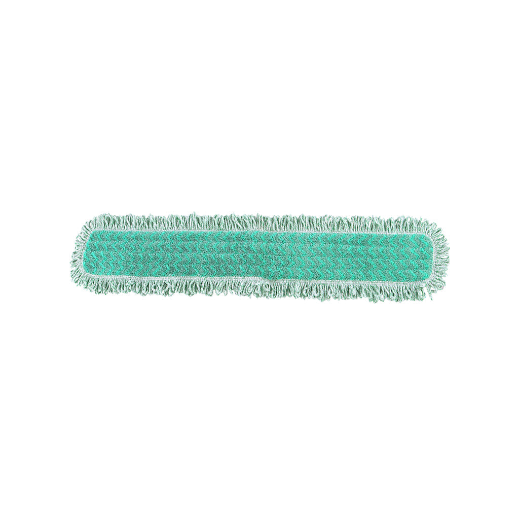 green mop pad with white and green twist fringe strands and dark green binding 36inch, Green Microfiber Dry Pad With Fringe, SIZE, 48 Inch, MICROFIBER, FLOOR PADS, 3340