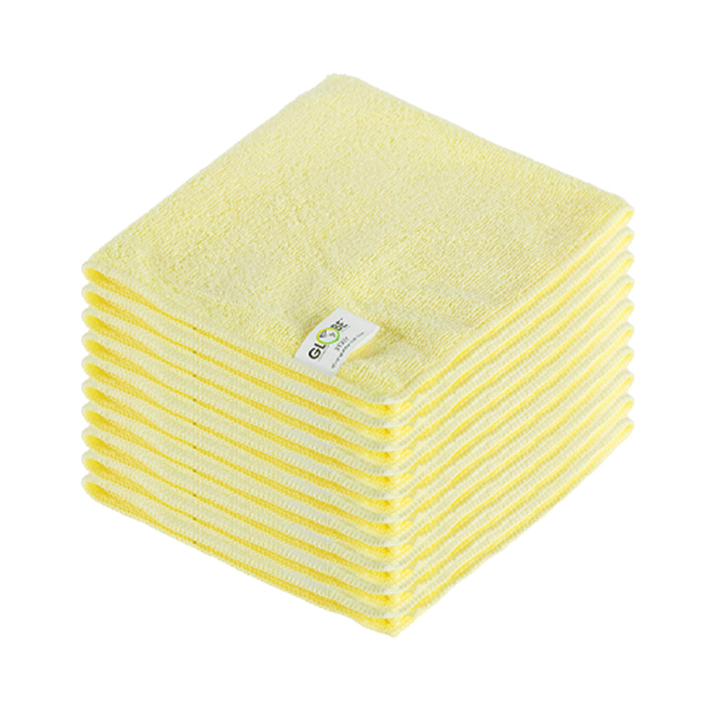 yellow 10 stack of cleaning cloths, 16 Inch X 16 Inch 240 Gsm Microfiber Cloths, COLOR, Yellow, Package, 20 Packs of 10, MICROFIBER, CLOTHS, Best Seller, COVID ESSENTIALS, 3130Y
