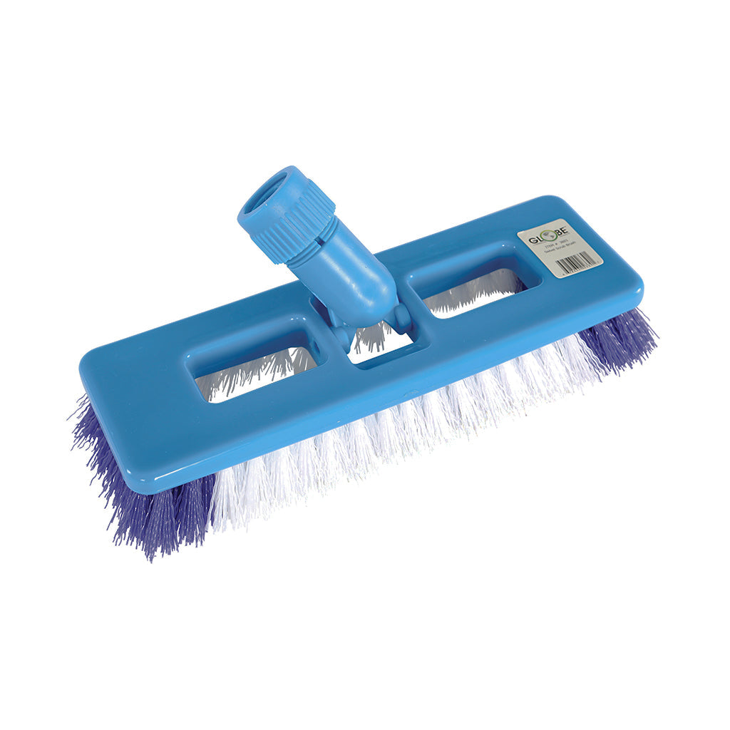 blue swivel handle flat base with blue and white brush fibers, Swivel Scrub Brush, GENERAL CLEANING, BRUSHES, 3601