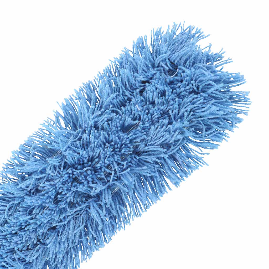 static cling dust mop close up, Q-Stat® Electrostatic Blue Tie On Dust Mop Head, SIZE, 18 Inch X 5 Inch, FLOOR CLEANING, DUST MOPS, 3900,3901,3902,3903,3904