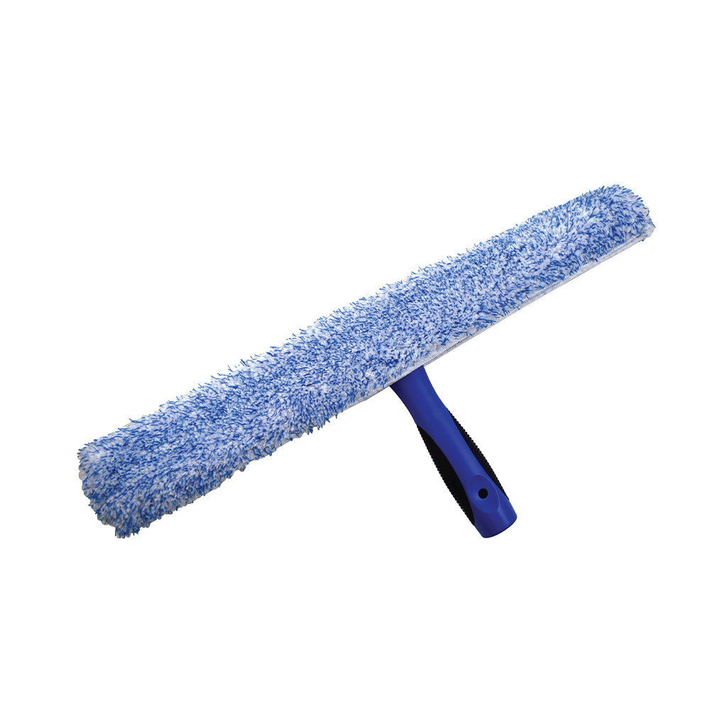 fluffy blue and white fiber cleaning sleeve with handheld blue handle with black hand grip, T-Bar And Microfiber Washing Sleeve Combo, SIZE, 10 Inch, GENERAL CLEANING, WINDOW CARE, 4411, 4415, 4419