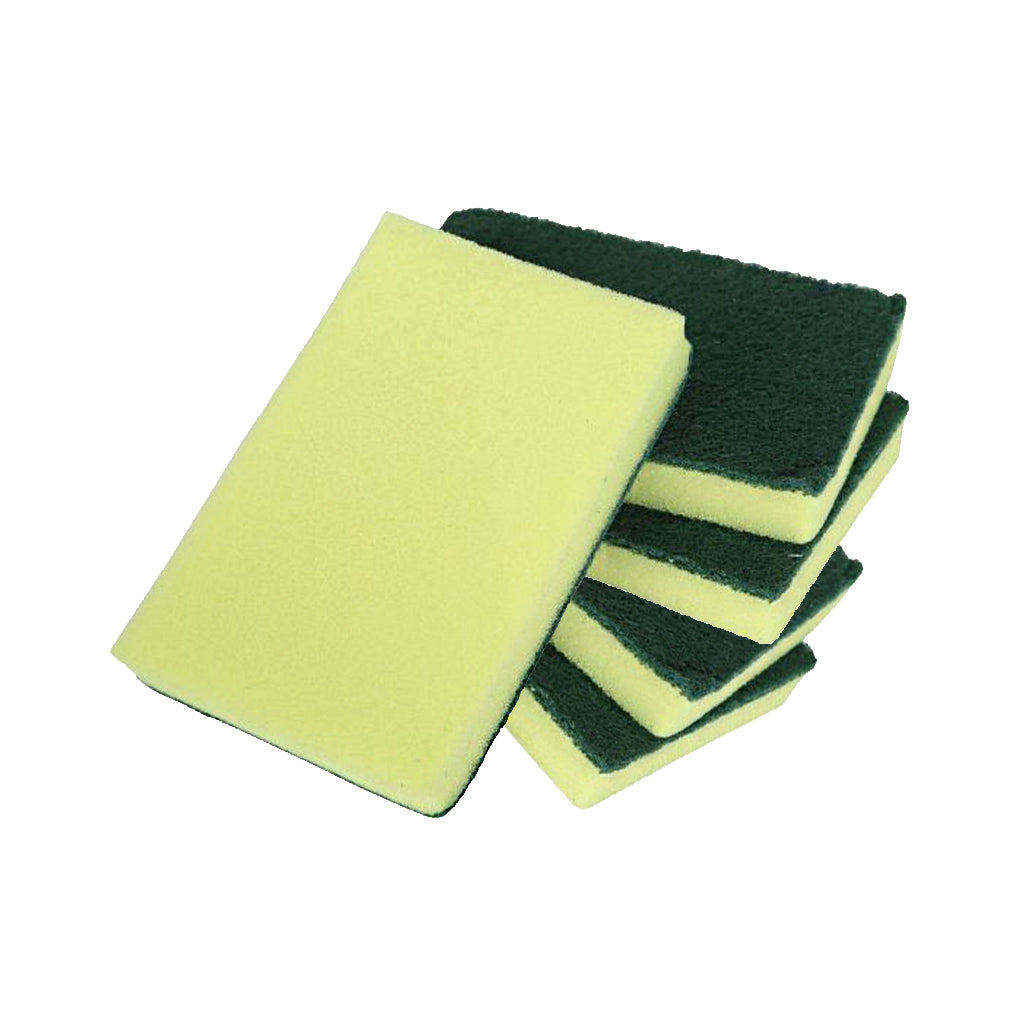 green rough and yellow soft side sponge, Heavy Duty Foam Scrub Sponge, Package, 5 Pack, GENERAL CLEANING, SPONGES & SCOURS, 7004