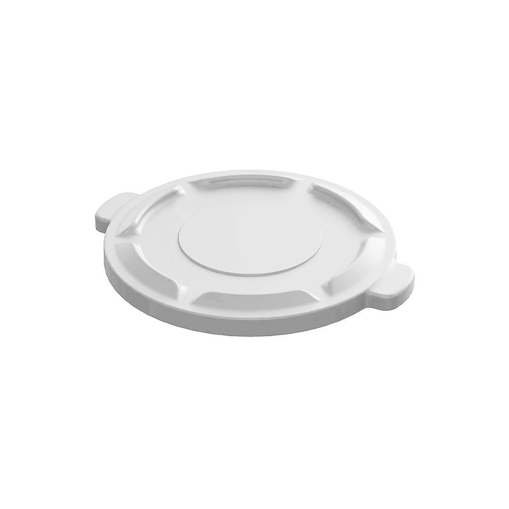 white garbage bin lid with side handles, White Waste Container Lid, SIZE, 10 Gallon, WASTE, ROUND UTILITY CONTAINERS AND LIDS, 9611W,9611w,9621w,9633w