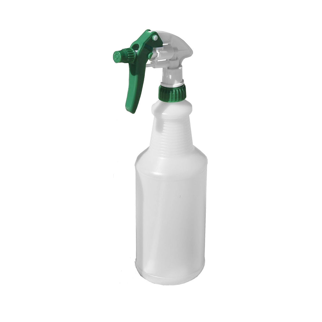 green spray trigger and bottle next accent with white body and bottle with measuremnts, Sprayer Set Bottles With Graduations, SIZE, 9.25 Inch Tube With 32Oz Bottle / Heavy Duty, COLOR, Green, GENERAL CLEANING, TRIGGERS PUMPS & BOTTLES & CAPS, COVID ESSENTIALS, 3567