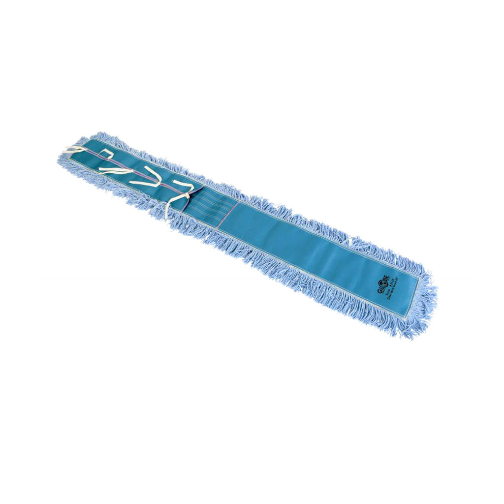 blue static cling dust mop close up back view 60inch x 5inch tie-on, Pro-Stat® Blue Tie-On Dust Mop Head, SIZE, 60 Inch X 5 Inch, FLOOR CLEANING, DUST MOPS, 3110