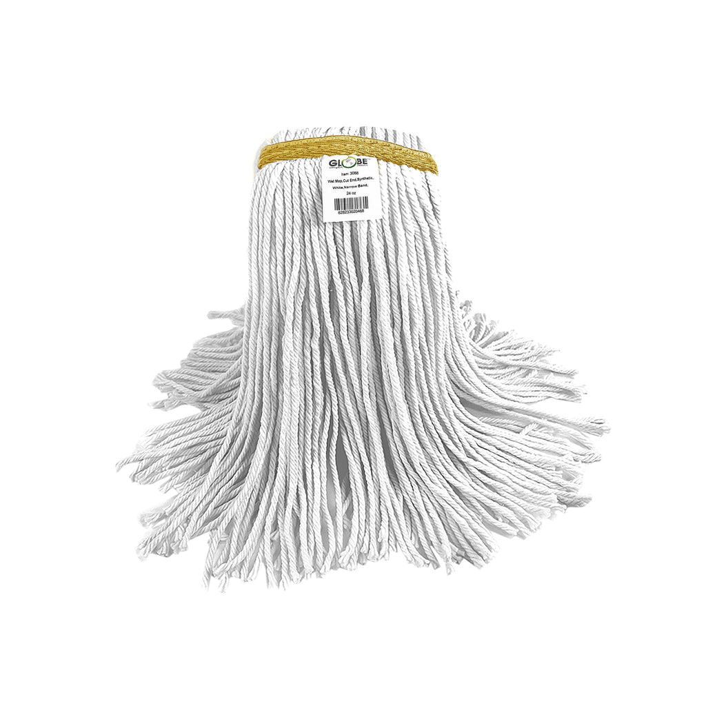 mop with synthetic thread strands 24oz, Syn-Pro® Synthetic Narrow Band Wet White Cut End Mop, SIZE, 24 Oz, FLOOR CLEANING, WET MOPS, Best Seller, 3088
