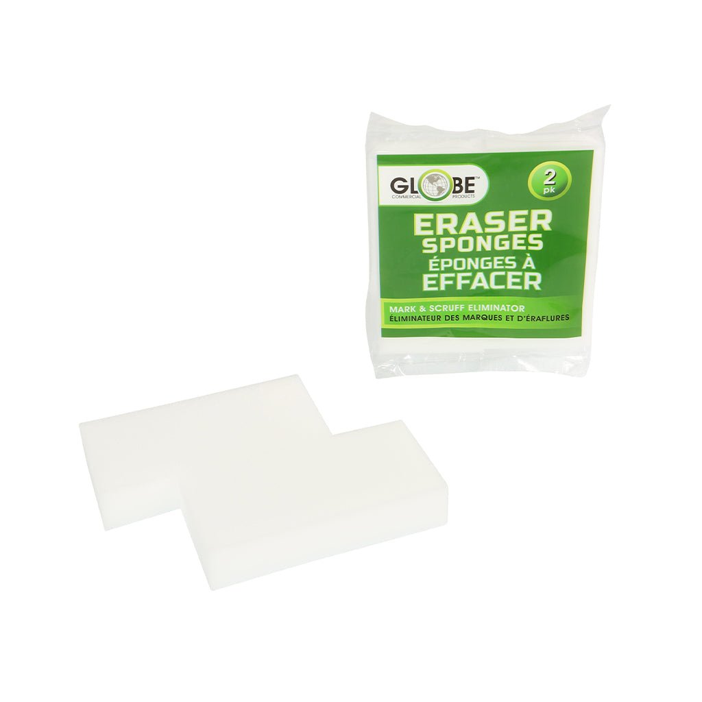2 white sponges with green packaing, Erase-It-Sponge, Package, Small Pack / 2 Per Bag (24 Bags Per Case), GENERAL CLEANING, SPONGES & SCOURS, 4028