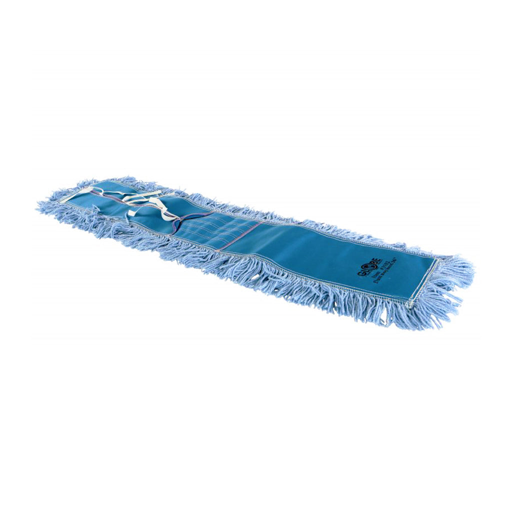 blue static cling dust mop close up back view 36inch x 5inch tie-on, Pro-Stat® Blue Tie-On Dust Mop Head, SIZE, 36 Inch X 5 Inch, FLOOR CLEANING, DUST MOPS, 3102