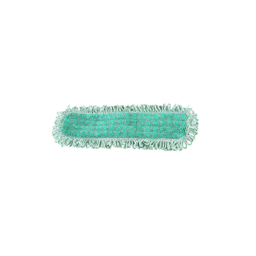 green mop pad with white and green twist fringe strands and dark green binding 18inch, Green Microfiber Dry Pad With Fringe, SIZE, 24 Inch, MICROFIBER, FLOOR PADS, 3324
