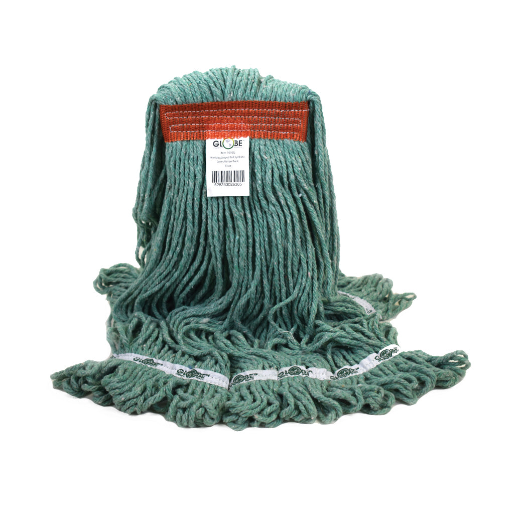 20 OZ SYNTHETIC NARROW BAND LOOPED END WET MOP, COLOR, Green, FOOD SERVICE, RESTAURANT CLEANING, 5091G