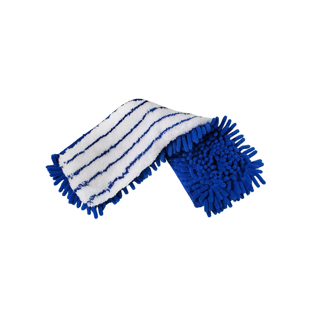 flip mop wet pad side in blue and white, Microfiber 18 Inch Flat Finish Mop, MICROFIBER, FLOOR PADS, 3366