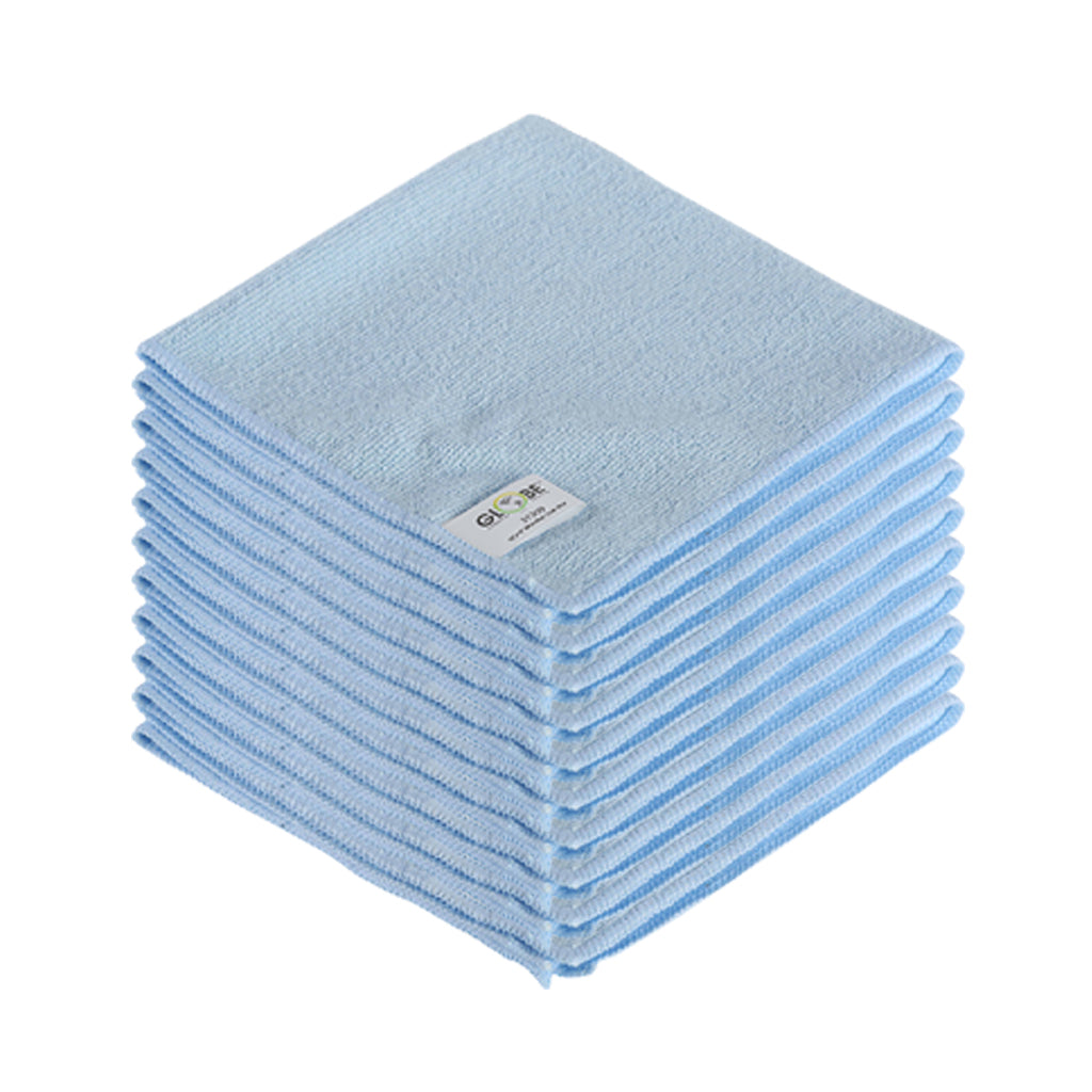 blue 10 stack of cleaning cloths, 16 Inch X 16 Inch 240 Gsm Microfiber Cloths, COLOR, Blue, Package, 20 Packs of 10, MICROFIBER, CLOTHS, Best Seller, COVID ESSENTIALS, 3130B