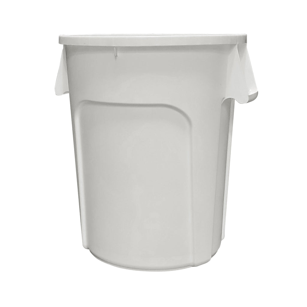 white garbage bin with side handles, White Waste Containers, SIZE, 20 Gallon, WASTE, ROUND UTILITY CONTAINERS AND LIDS, 9620W,9632W