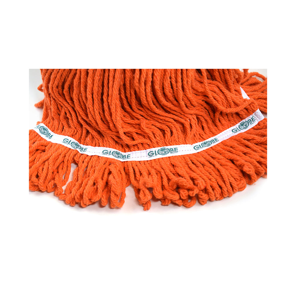 mop synthetic red looped thread strands close up, Syn-Pro® Synthetic Narrow Band Wet Orange Looped End Mop, SIZE, 16 Oz, FLOOR CLEANING, WET MOPS, 3090O, 3091O,3092O,3832O