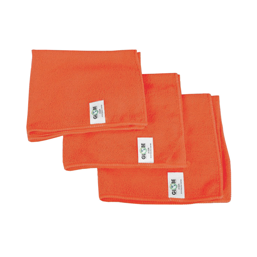 orange 3 stack of cleaning cloths, 16 Inch X 16 Inch 240 Gsm Microfiber Cloths, COLOR, Orange, Package, 20 Packs of 10, MICROFIBER, CLOTHS, Best Seller, COVID ESSENTIALS, 3130O