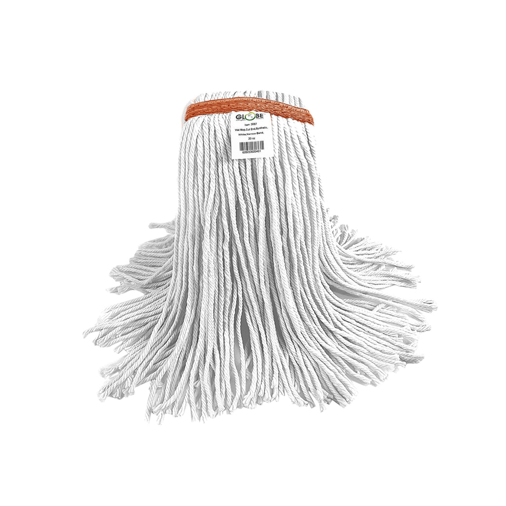 mop with synthetic thread strands 20oz, Syn-Pro® Synthetic Narrow Band Wet White Cut End Mop, SIZE, 20 Oz, FLOOR CLEANING, WET MOPS, Best Seller, 3087