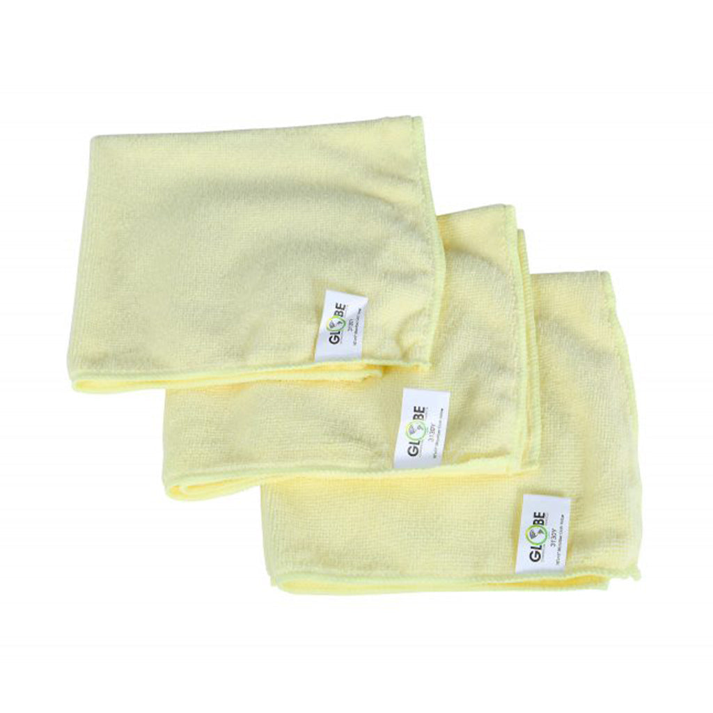 yellow 3 stack of cleaning cloths, 16 Inch X 16 Inch 240 Gsm Microfiber Cloths, COLOR, Yellow, Package, 20 Packs of 10, MICROFIBER, CLOTHS, Best Seller, COVID ESSENTIALS, 3130Y